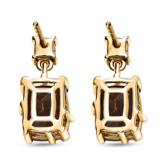 Zawadi Chocolate Sapphire & White Topaz Molten Moments Earrings 18K o/SS NEW - Picture 5 of 6